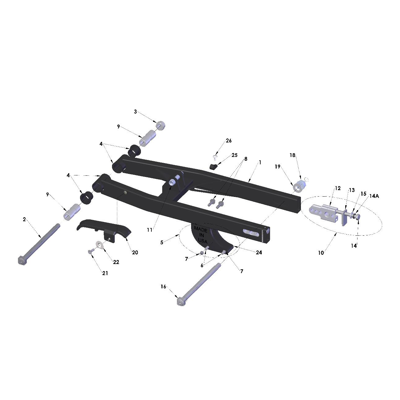 23-CX50SR-Swingarm-Assembly Swingarm Assembly 2023 Cobra CX50SR King - Image 1